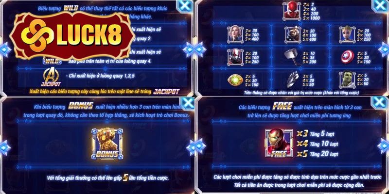 Game nổ hũ siêu anh hùng Luck8 được hội viên cực kỳ yêu thích